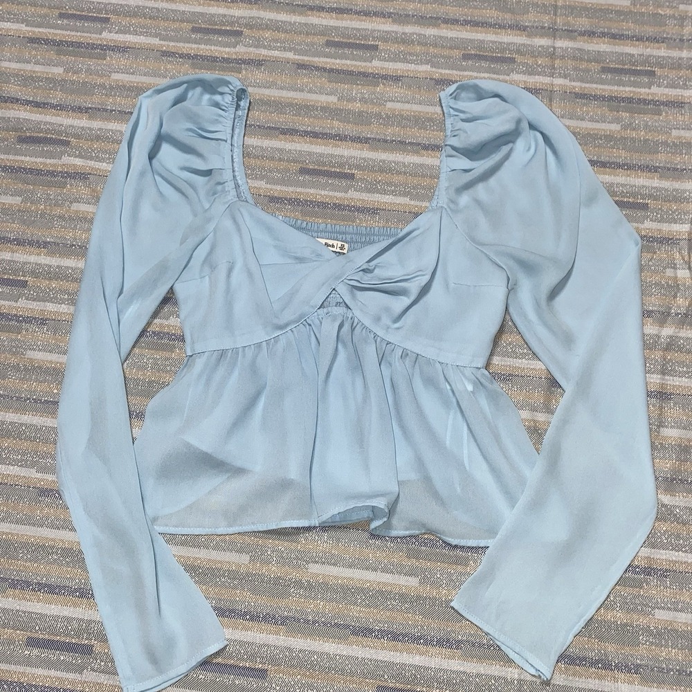 Abercrombie & Fitch Baby Blue Y2K Babydoll Long Sleeve Blouse XS